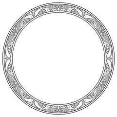 Circle with a symmetrical pattern and have a double outline