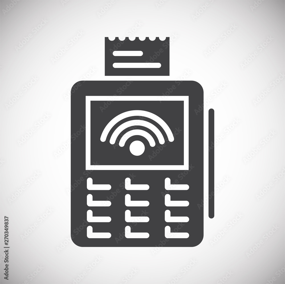 Poster pos terminal icon on background for graphic and web design. simple illustration. internet concept sy
