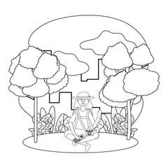 Tourist girl cartoon with bag design