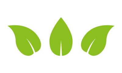 Green leaf icon set. Leaves silhouette. Eco, organic, bio symbol. Vector illustration. 