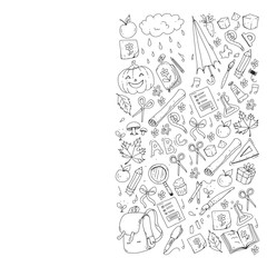 Back to school vector pattern. Education icons for children.