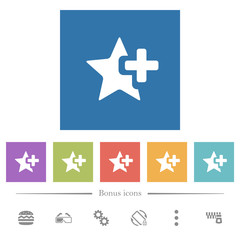 Add star flat white icons in square backgrounds