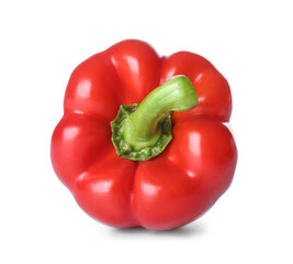 Ripe red pepper on white background