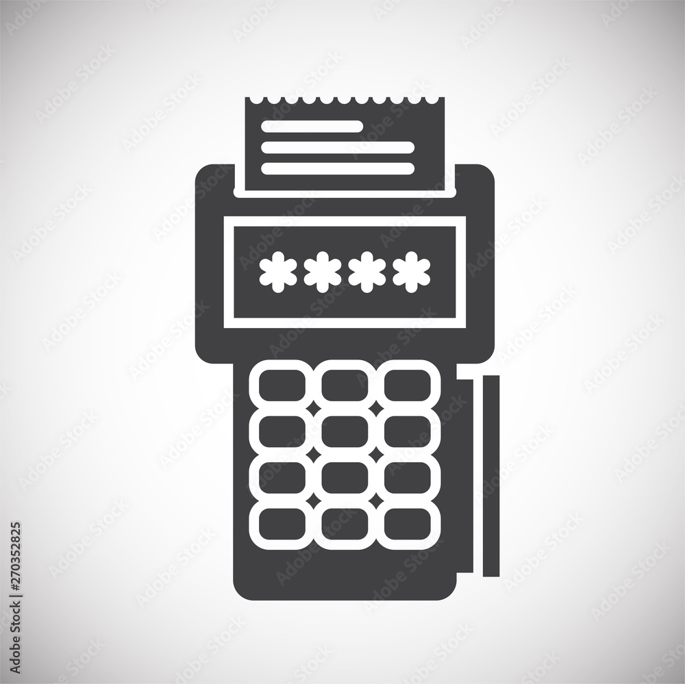 Poster pos terminal icon on background for graphic and web design. simple illustration. internet concept sy