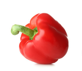 Ripe red pepper on white background