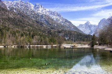 Beautiful small Mountain lake landscape in Slovenia