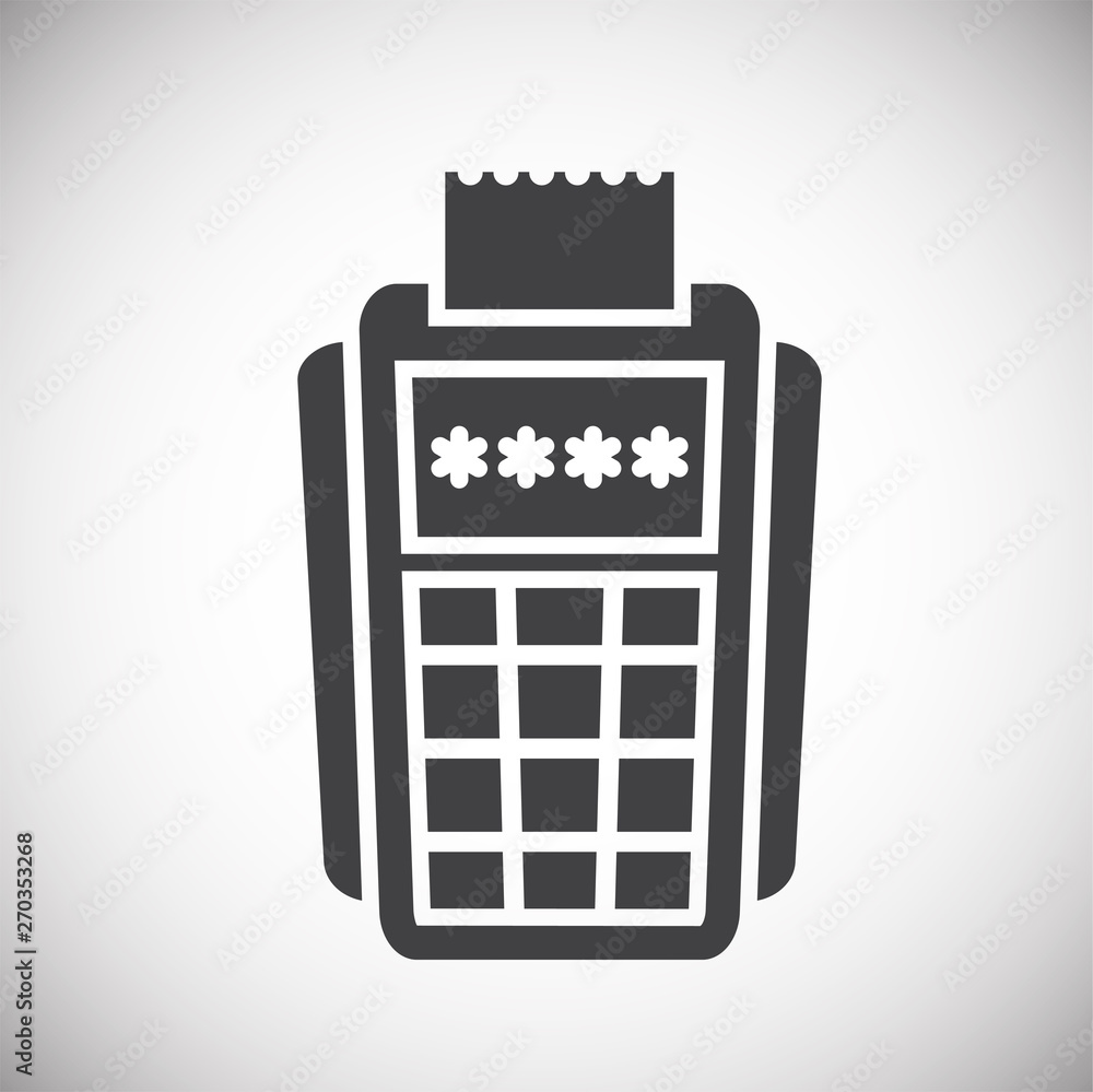Poster pos terminal icon on background for graphic and web design. simple illustration. internet concept sy