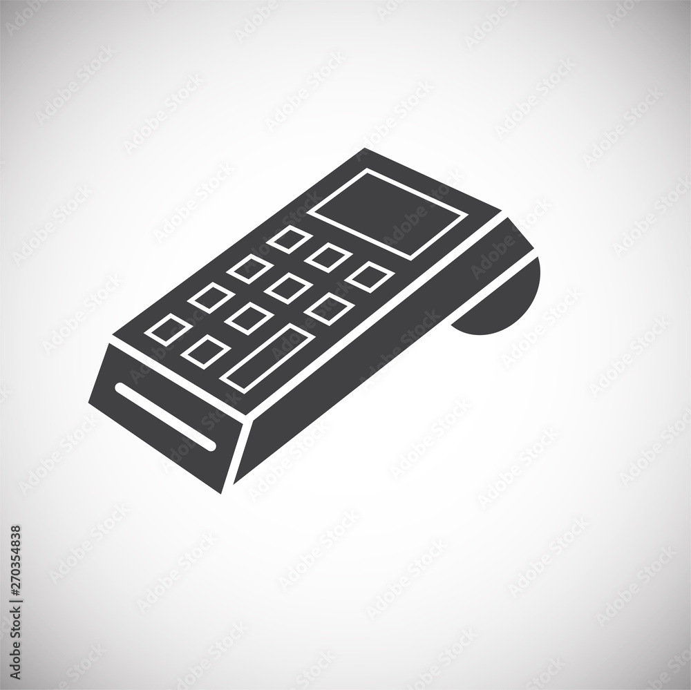 Poster pos terminal icon on background for graphic and web design. simple illustration. internet concept sy