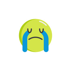 Loudly Crying Face emoji flat icon, vector sign, Crying emoticon colorful pictogram isolated on white. Symbol, logo illustration. Flat style design