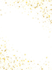 Flying gold star sparkle vector with white background.