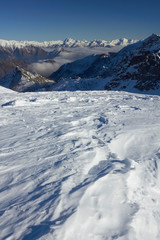 Fototapeta na wymiar In the top of the mountain in Italy - winter season - adventure snow - Aosta - Champorcher.
