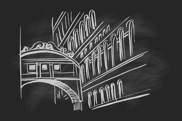 Vector sketch of bridge of sighs ( ponte dei sospiri). Venice. Italy.