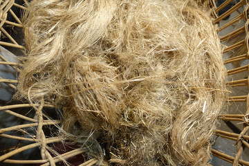 Background tow in an old wicker basket