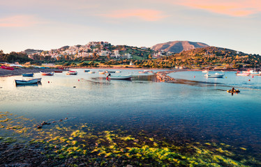 Spectacular spring scene of the Nuevo Loca Beach, Aegean sea. Wonderful evening view of the...