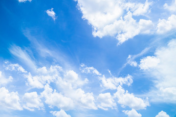 Fluffy clouds bright blue summer sky cloudscape nature background