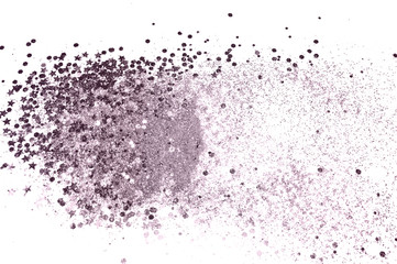 Obraz premium Purple glitter and glittering stars on white background in vintage colors