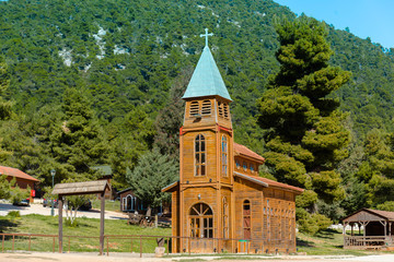 Fototapeta na wymiar Exterior view of wooden church