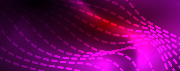 Obraz premium Błyszczące linie neonowe techno magia futurystyczne tło, koncepcja światła magicznej energii przestrzeni, projekt tapety abstrakcyjne tło