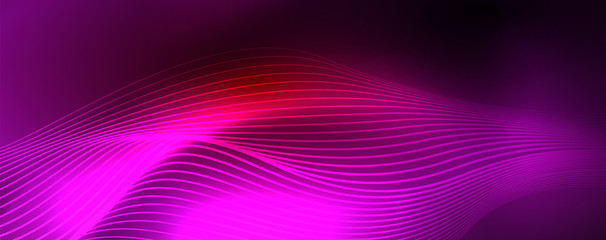 Shiny neon lines techno magic futuristic background, magic energy space light concept, abstract background wallpaper design