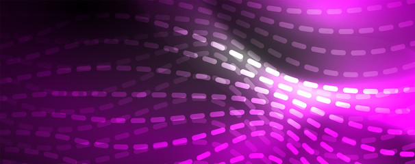 Obraz premium Neon vector wave lines abstract background, magic futuristic techno design