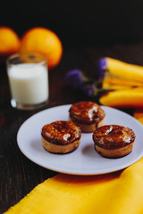 Chocolate coated homemade muffins