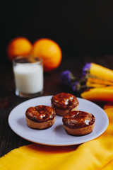 Chocolate coated homemade muffins