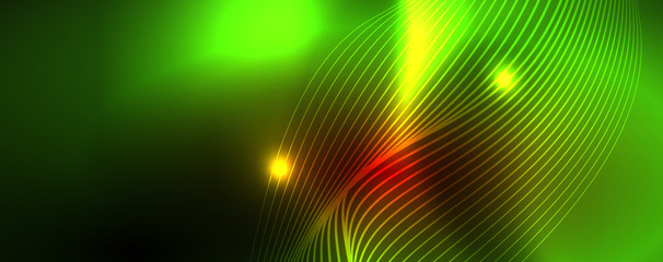 Shiny neon lines techno magic futuristic background, magic energy space light concept, abstract background wallpaper design