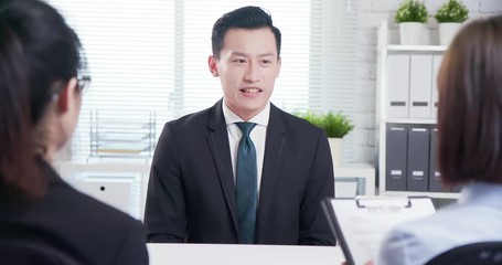 Asian man in job interview