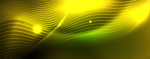 Shiny neon vector wave line abstract background, motion concept