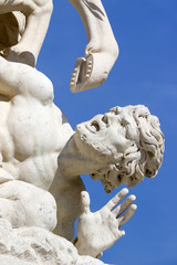 Detail from statue of Dom Jose in Lisbon