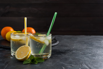 Homemade refreshing lemonade with mint