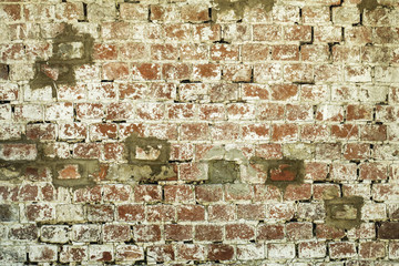 Old brick red and white wall texture background