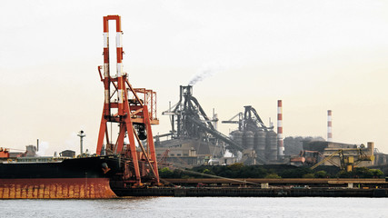 Fototapeta na wymiar Harbor heavy industrial area
