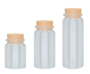 Glass bottles with cork. vector illustration