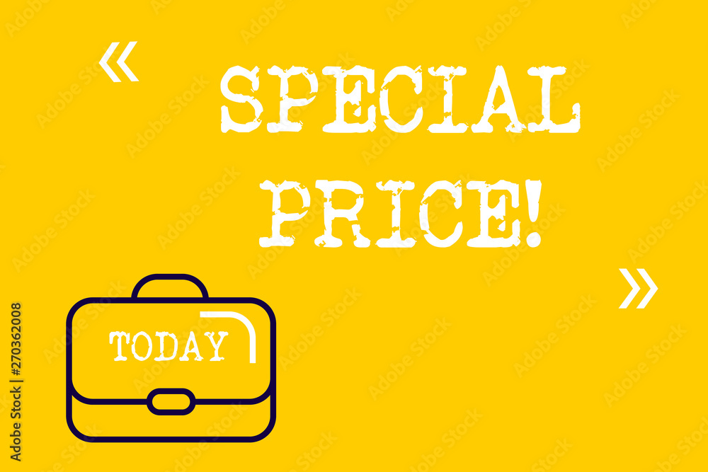 Poster word writing text special price. business photo showcasing selling at a price that is lower than usu