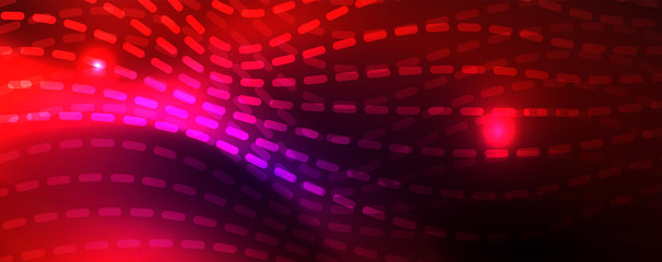 Fototapeta premium Neon vector wave lines abstract background, magic futuristic techno design