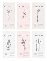 Set of customizable vintage label of Natural organic herbal products.