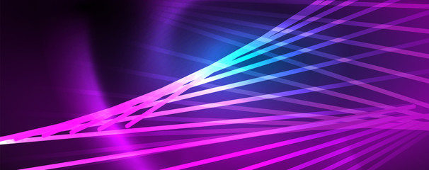 Neon blue glowing lines, magic energy space light concept, abstract background wallpaper design