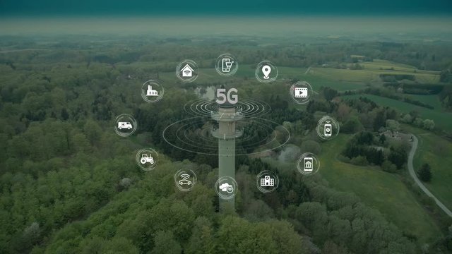 5G Network Tower iot Internet of Things Future Benefits Motion Graphics 3 White Icons