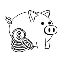 piggy savings with coins money