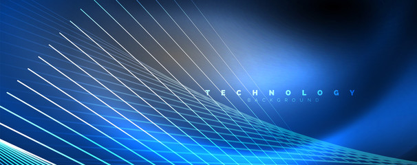 Color light with lines, outer space background, bright rays © antishock