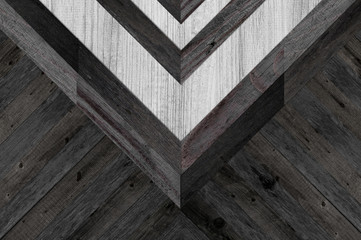 Fototapeta na wymiar Wood texture for background. Black-white parquet floor with geometric pattern. Panel of planks for wall decoration.