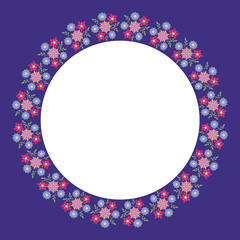 Decorative frame with floral ornament in flat style. A circular ornament for your design.