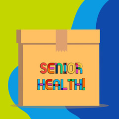Text sign showing Senior Health. Business photo showcasing refers to physical and mental conditions of senior citizens