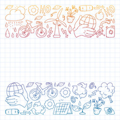 Vector logo, design and badge in trendy drawing style - zero waste concept, recycle and reuse, reduce - ecological lifestyle and sustainable developments icons. gradient