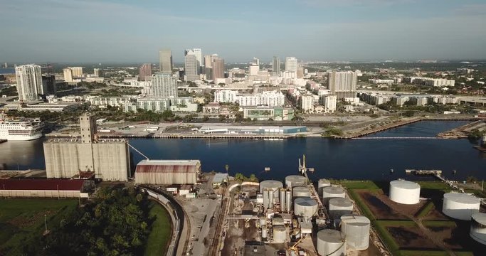 Aerial Look at the Sea Port Waterfront Area Downtown Tampa Bay Florida