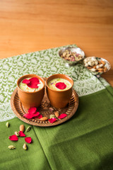 Holi festival, Traditional Maharashtrian food on the occasion of Holi. Puranpoli made of Jaggery. And cold drink made of curd.
