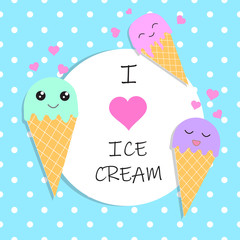 I love ice cream poster, banner vector illustration eps10