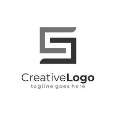 Obraz premium Letter S and G Black Grey Square Logo Flat Monochrome Vector Illustration