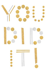 You did it text paper cut on white background - isolated
